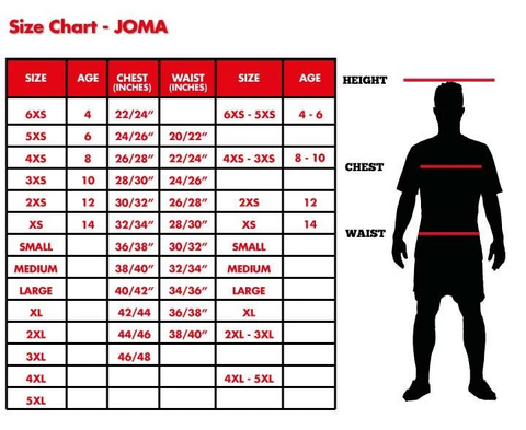 Joma Sizing Chart
